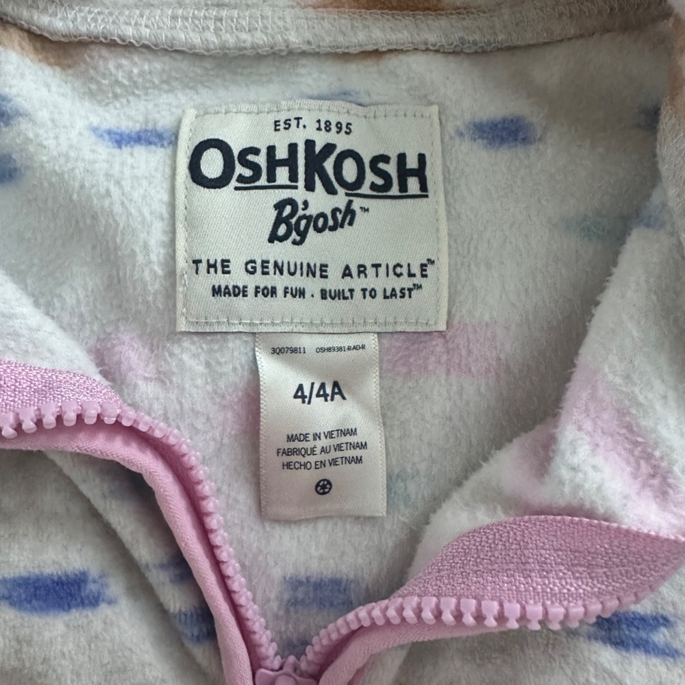 Girls 4T Oshkosh Lightweight Fleece Pullover - Picture 3 of 3